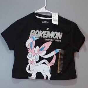 Pokémon Sylveon‎ Black Graphic Crop T-Shirt Hybrid Apparel Size Small NEW